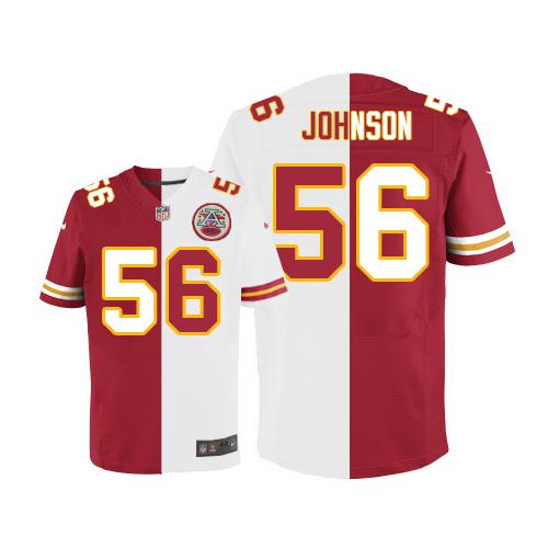 Nike Chiefs #56 Derrick Johnson Red/White Men's Stitched NFL Elite Split Jersey